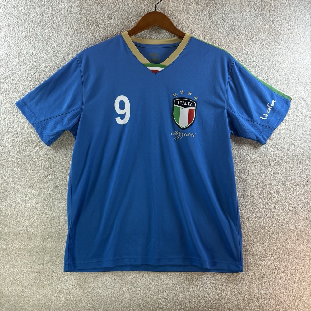 GOL Italia Football Jersey Shirt Soccer Sz S Blue #9 Azzurri Mens Athletic Shirt